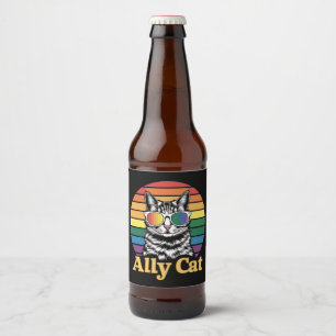Etiqueta Para Botella De Cerveza Bandera arcoiris LGBTQ de Ally Cat