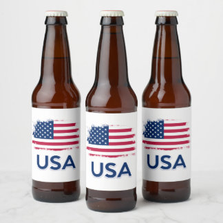 Etiqueta Para Botella De Cerveza Bandera de Estados Unidos