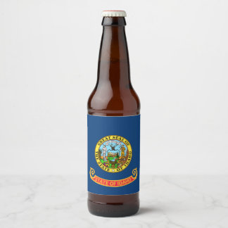Etiqueta Para Botella De Cerveza Bandera de Idaho: el estado de Gem, América Montañ