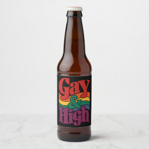 Etiqueta Para Botella De Cerveza Bandera Gay y Alta Orgullo LGBTQ Retro