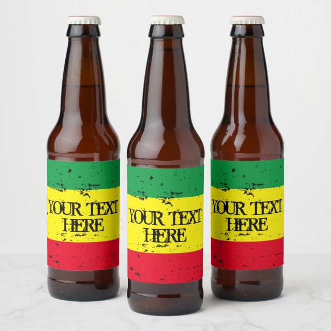 Etiqueta Para Botella De Cerveza Bandera rastafari rayas de reggae rojas de color a (Botellas)