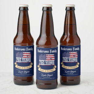 Etiqueta Para Botella De Cerveza Bandera Retro América 250 Años Aniversario 250