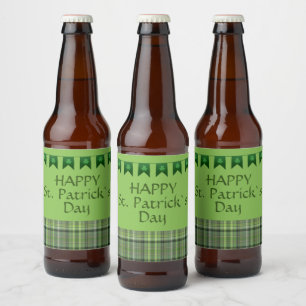 Etiqueta Para Botella De Cerveza Banderas verdes de plástico felices Día de San P