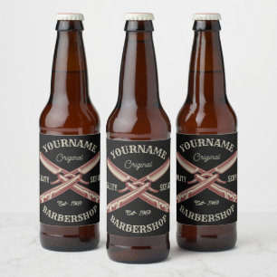 Etiqueta Para Botella De Cerveza Barbería de navaja recta Personalizada NAME