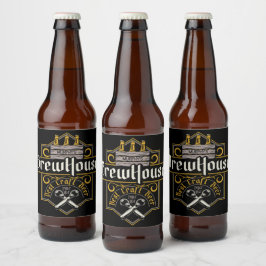 Etiqueta Para Botella De Cerveza Barra de Cerveza Artesanal Personalizada BrewHouse