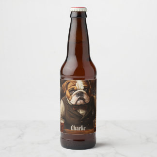 Etiqueta Para Botella De Cerveza Barrera de Bulldog de nombre personalizado