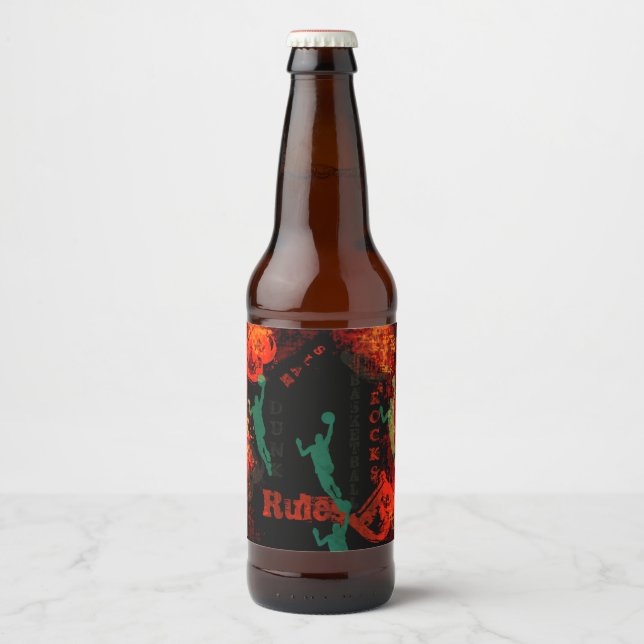 ETIQUETA PARA BOTELLA DE CERVEZA BASKETBALL (Anverso)