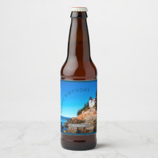 Etiqueta Para Botella De Cerveza Bass Harbour Lighthouse Birthday Acadia NP