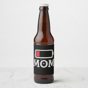 Etiqueta Para Botella De Cerveza Batería de mamá baja cansada divertido día de la m