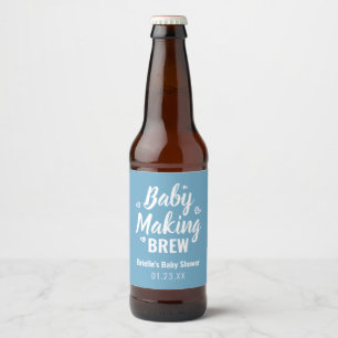 Etiqueta Para Botella De Cerveza Bebé Brew Funny Ducha Gracias Azul