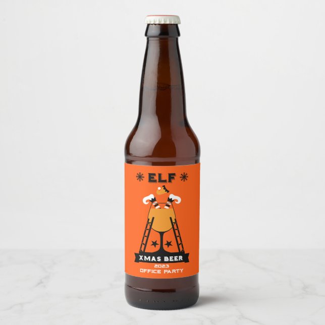 Etiqueta Para Botella De Cerveza Bebe Navidades Elf (Anverso)