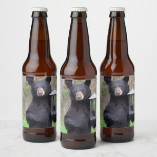 Etiqueta Para Botella De Cerveza Bello oso negro