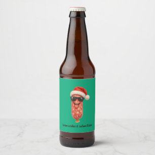 Etiqueta Para Botella De Cerveza Besos divertidos de salami de Navidad