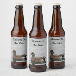 Etiqueta Para Botella De Cerveza Bienvenida Duck Photo Wigeon Calle Water Lake Hous