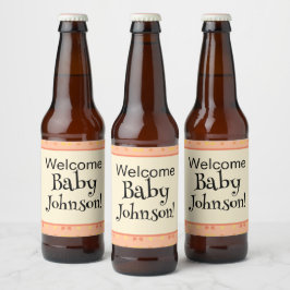 Etiqueta Para Botella De Cerveza Bienvenida Fiesta de Bebé Melocotón Amarillo Patró