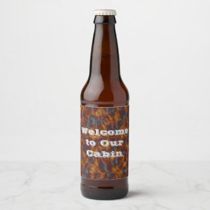 Etiqueta Para Botella De Cerveza Bienvenido a nuestro alquiler de cabaña Gold Blue