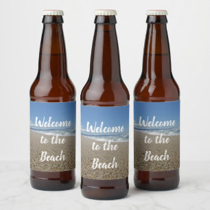 Etiqueta Para Botella De Cerveza Bienvenidos a Beach House Surf Sand Pacific Coast