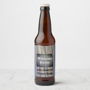 Etiqueta Para Botella De Cerveza Bienvenidos a Casa Corretaje Rústico Clientes Nuev