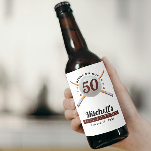 Etiqueta Para Botella De Cerveza Billar de billar 50º Partido de Cumpleaños Blanco