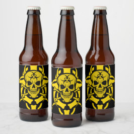 Etiqueta Para Botella De Cerveza Bio Hazard Skull Toxinning