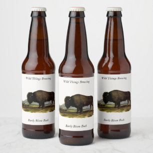 Etiqueta Para Botella De Cerveza Bison Americano, o Búfalo (Bison bison) - Audubon