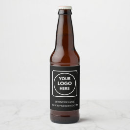 Etiqueta Para Botella De Cerveza Black Minimalist Logo Business Promo QR label