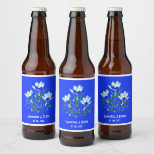 Etiqueta Para Botella De Cerveza Blue Crocuses Boda Wine Lables