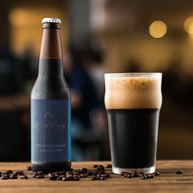 Etiqueta Para Botella De Cerveza Boda azul opulento (Subido por el creador)