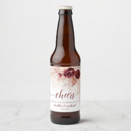 Etiqueta Para Botella De Cerveza Boda Boho Pampas Grass Boda Burgundy