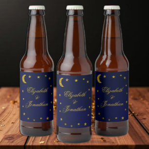 Etiqueta Para Botella De Cerveza Boda Celestial Nocturno