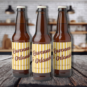Etiqueta Para Botella De Cerveza Boda de Burgundy Retro con Franja de Melocotón Dis