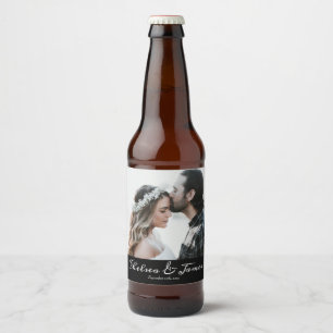 Etiqueta Para Botella De Cerveza Boda de caligrafía Personalizado elegante fotográf