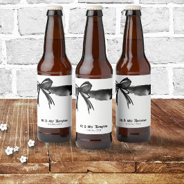 Etiqueta Para Botella De Cerveza Boda de color de agua blanco y negro favorece al h
