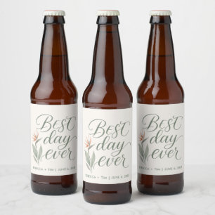 Etiqueta Para Botella De Cerveza Boda de Destino en la Playa Tropical Mejor Día de 