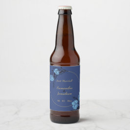 Etiqueta Para Botella De Cerveza Boda de flores azules