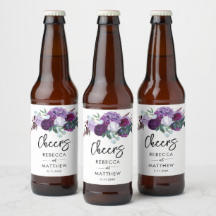 Etiqueta Para Botella De Cerveza Boda de guiones Minimalistas florales de color de 