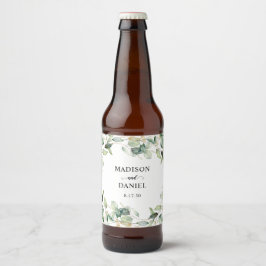 Etiqueta Para Botella De Cerveza Boda de hojas de eucalipto elegantes