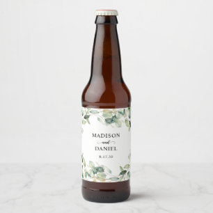Etiqueta Para Botella De Cerveza Boda de hojas de eucalipto elegantes