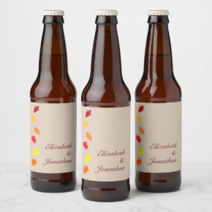 Etiqueta Para Botella De Cerveza Boda de hojas de otoño