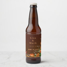 Etiqueta Para Botella De Cerveza Boda de mariposa floral rustica de madera oscura