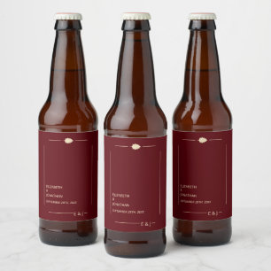 Etiqueta Para Botella De Cerveza Boda de otoño borgoña