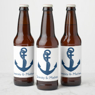 Etiqueta Para Botella De Cerveza Boda de Playa con Ancla Náutica Regalo para Desped