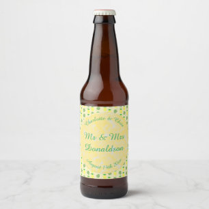 Etiqueta Para Botella De Cerveza Boda de verano tropical Piña y hojas de palmera