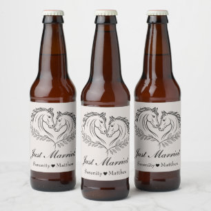 Etiqueta Para Botella De Cerveza Boda en el País de Caballos, Occidente rústico rec