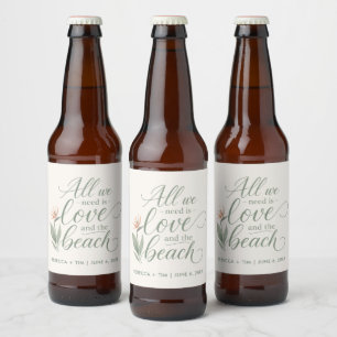 Etiqueta Para Botella De Cerveza Boda en la playa del ave del paraíso tropical