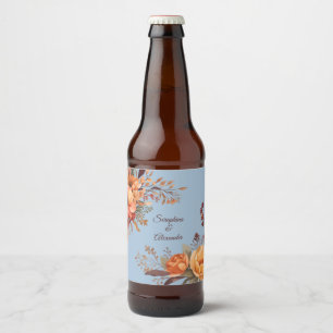 Etiqueta Para Botella De Cerveza Boda floral de color de agua de otoño