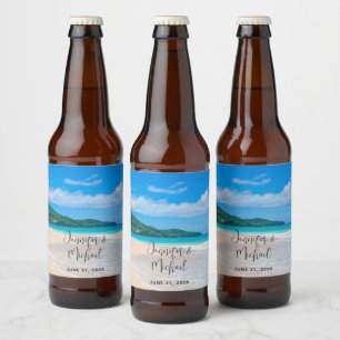 Etiqueta Para Botella De Cerveza Boda fotográfico de playa panorámica de destino tr