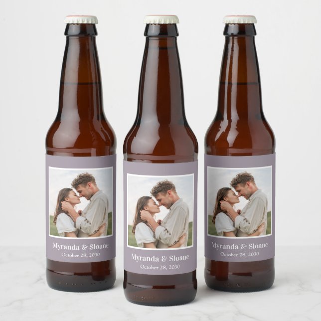 Etiqueta Para Botella De Cerveza Boda fotográfico moderno (Botellas)