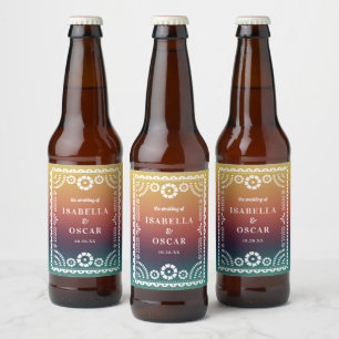 Etiqueta Para Botella De Cerveza Boda inspirado en gradiente Papel de sol Picado