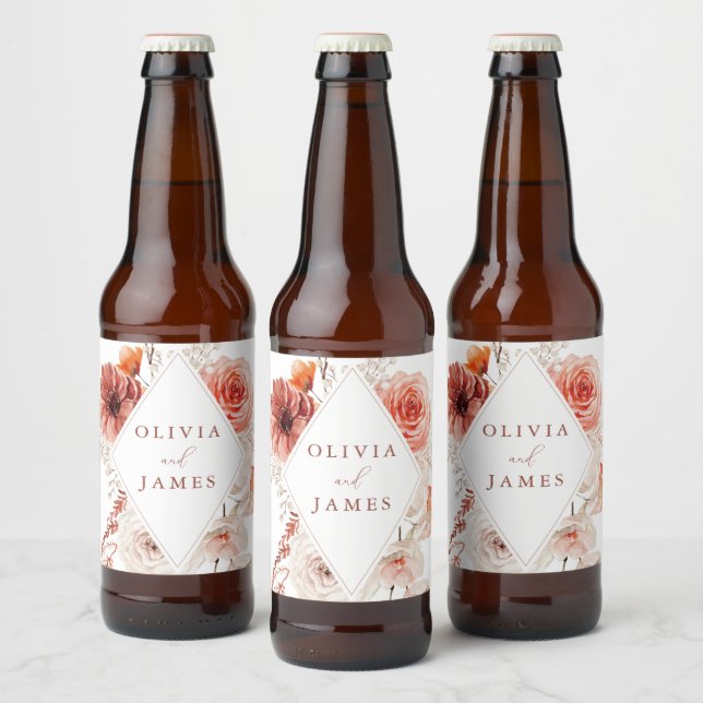 Etiqueta Para Botella De Cerveza Boda Marco Floral Botánico Boho (Botellas)